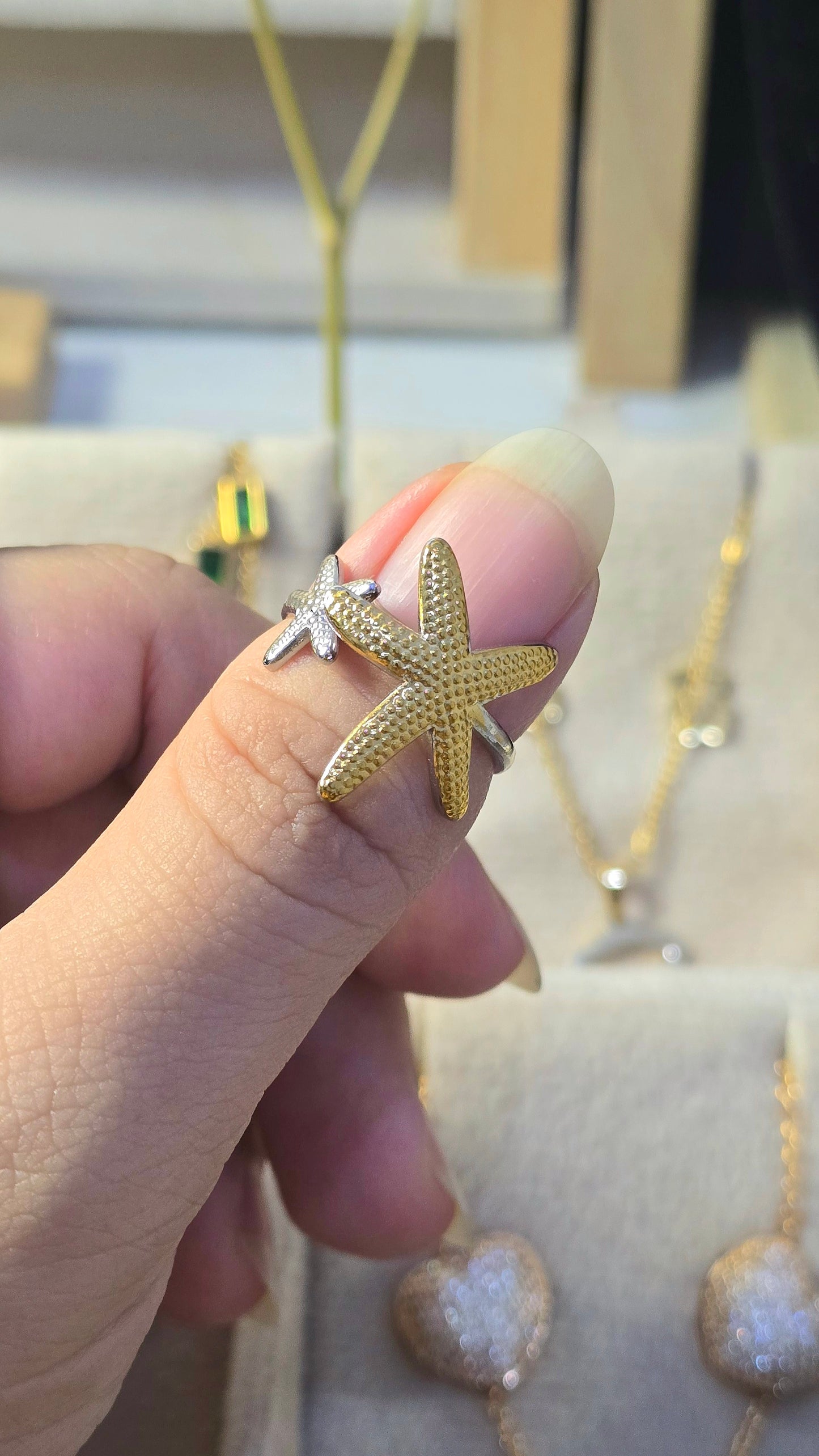 Stainless Steel Starfish Adjustable Ring