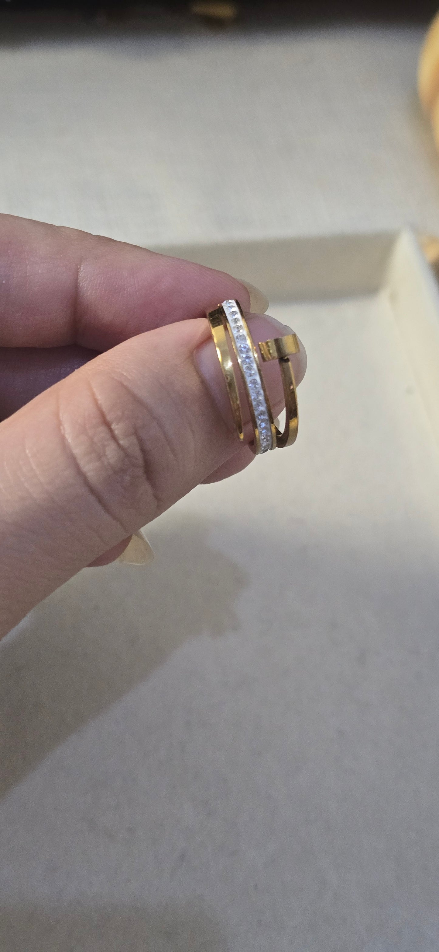 LUXE CRYSTAL NAIL MOTIF STAINLESS STEEL RING