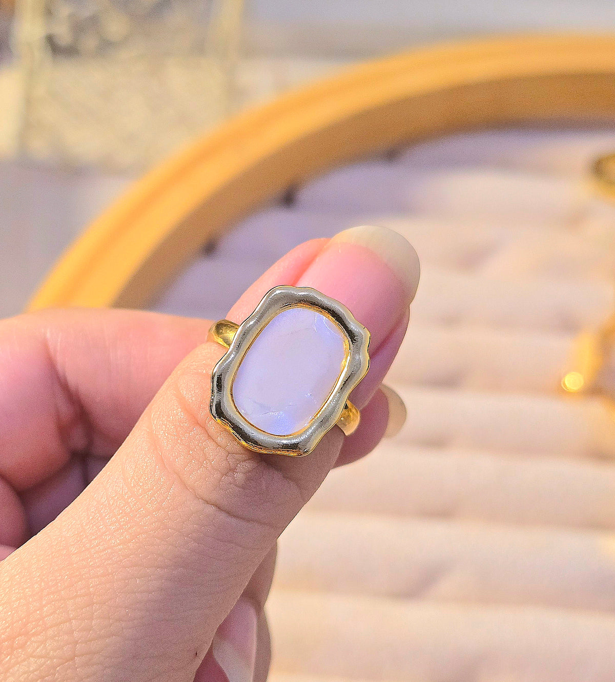 PEARLY INLAY STATEMENT ADJUSTABLE RING
