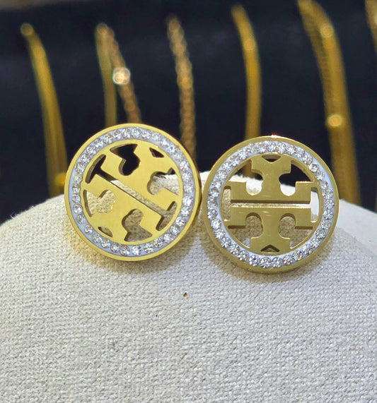 DESIGNER STYLE MEDALLION EAR STUDS 316L STAINLESS STEEL