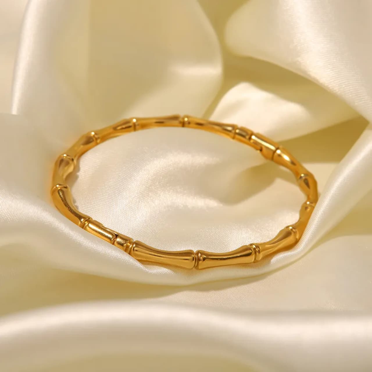 Bamboo Style Segmented Knot Handcuff Bangle – Stainless Steel