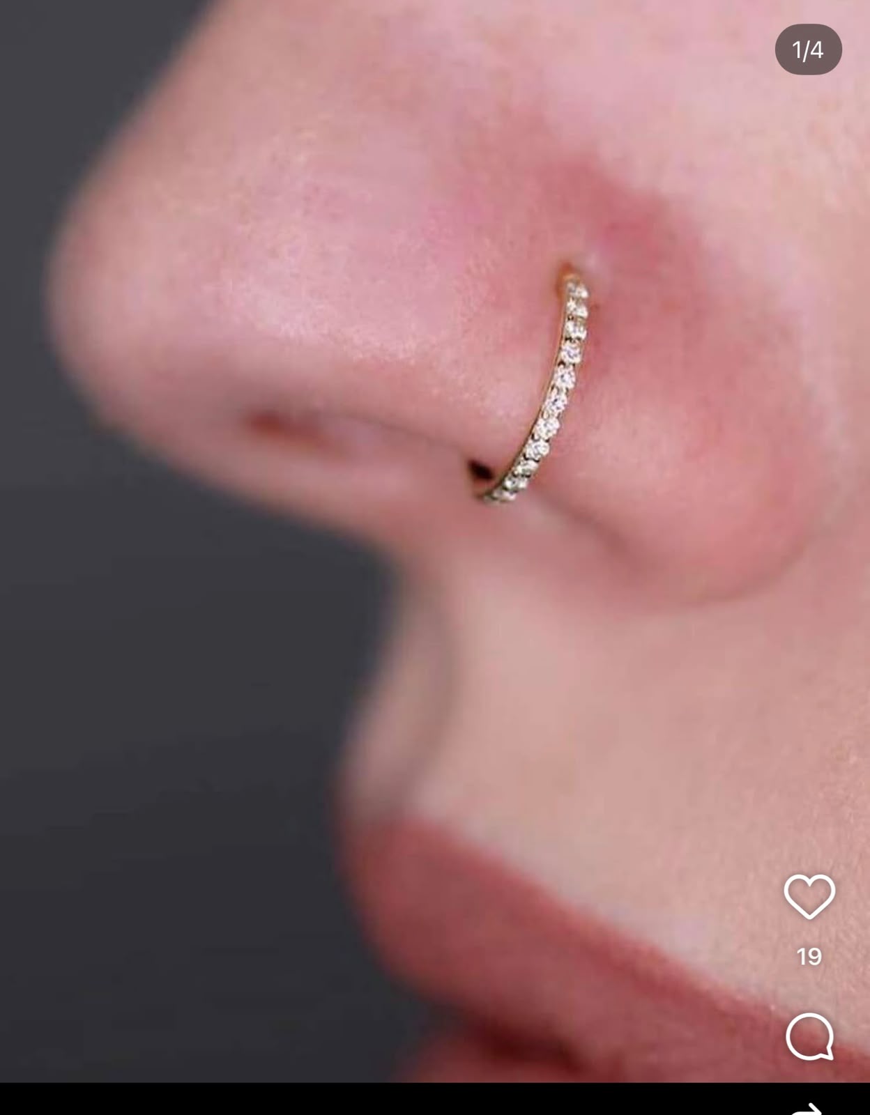 zircoon nose ring in stainless Steel 7mm