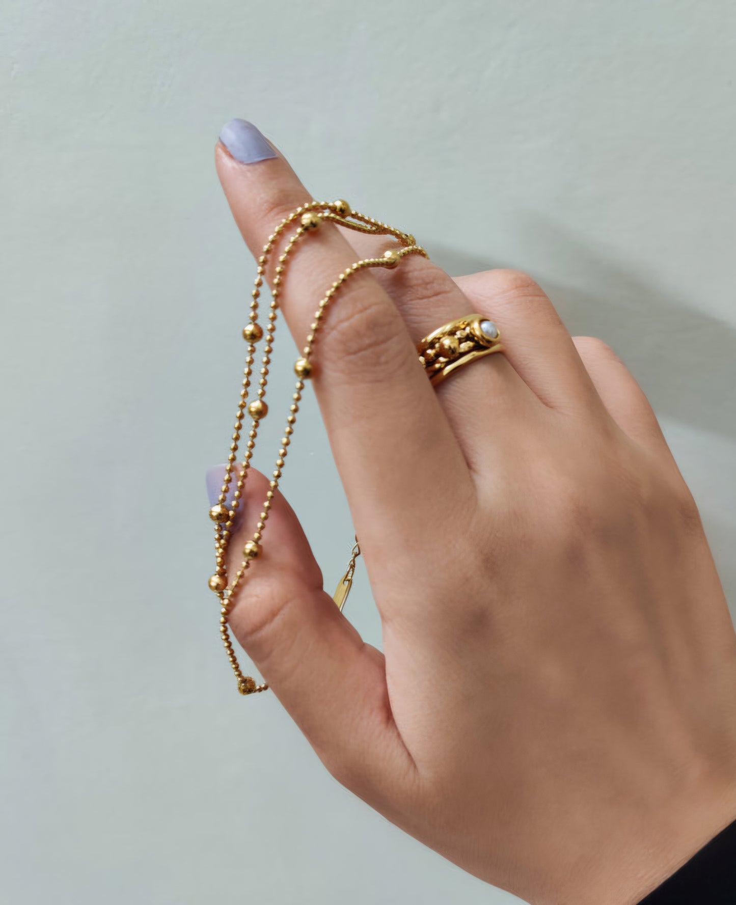 Stainless Steel Three Layered Beads Ball Bracelet for Women