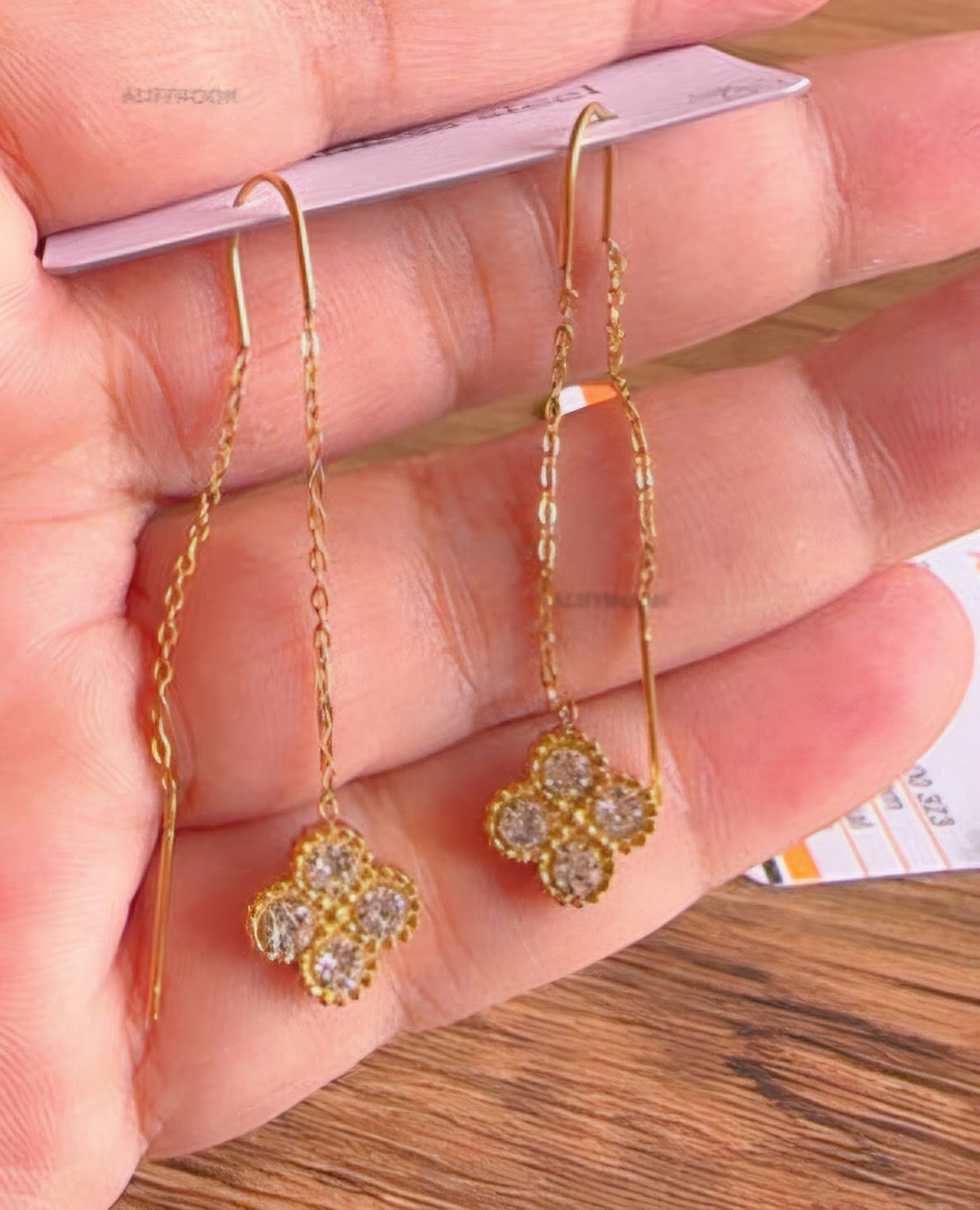 Stainless Steel Clover Stone Studded Earrings