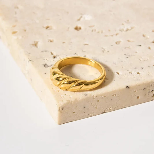Stainless Steel Croissant Dome Ring