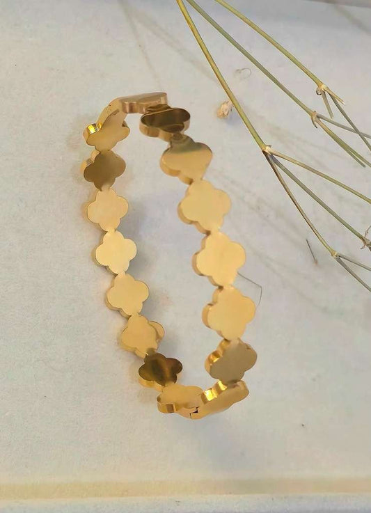 Stainless Steel Four-Leaf Clover Bracelet