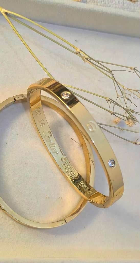 Stainless Steel Gold Pavé Crystal Panel Bangle