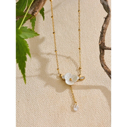 Stainless Steel Korean style flower Necklace