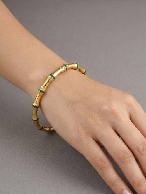 BAMBOO JOINT STYLE HANDCUFF 18K GOLD PLATED STAINLESS STEEL