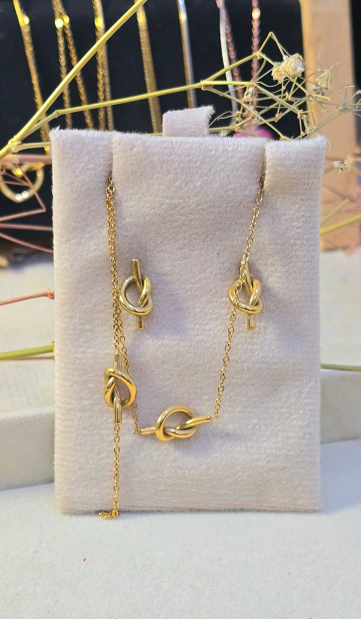 Elegant Love Knot Necklace & Earrings Set | Tarnish-Free Gold-Tone Stainless Steel