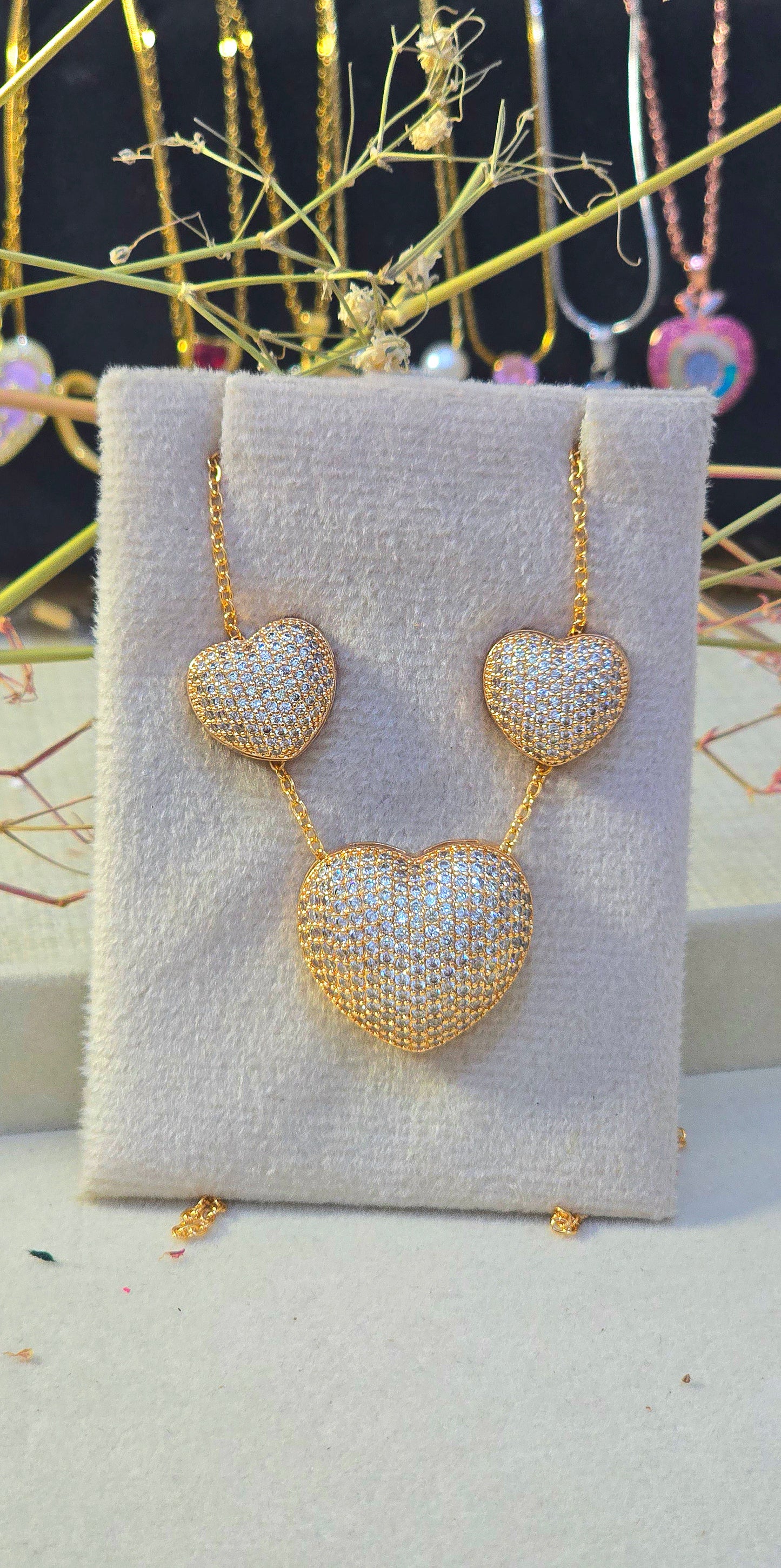 Chunky heart necklace and studs | Tarnish-Free Gold Stainless Steel