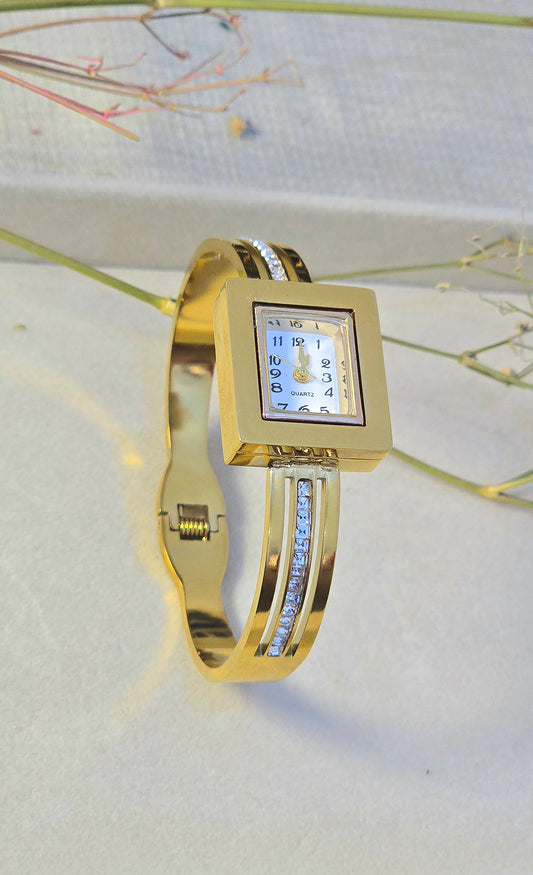 Vintage Square Dial Watch | Tarnish-Free Gold Stainless Steel