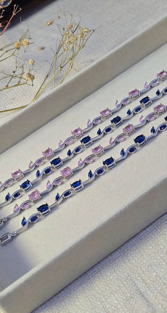 Silver Tulip Sparkling Bracelet – Stainless Steel, Waterproof & Tarnish Free