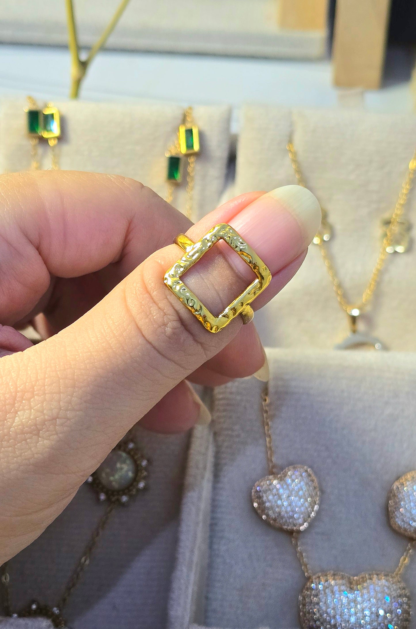 TEXTURED SQUARE STATEMENT RING