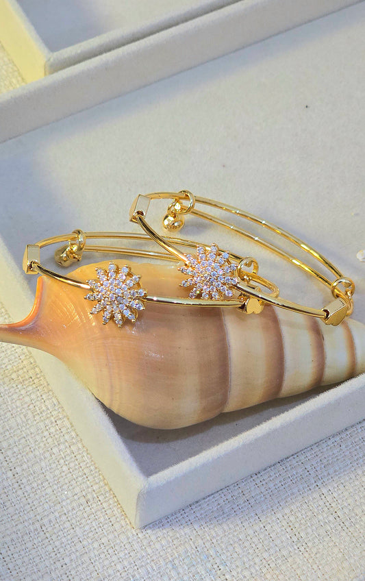 Stack of two floral adjustable handcuffs