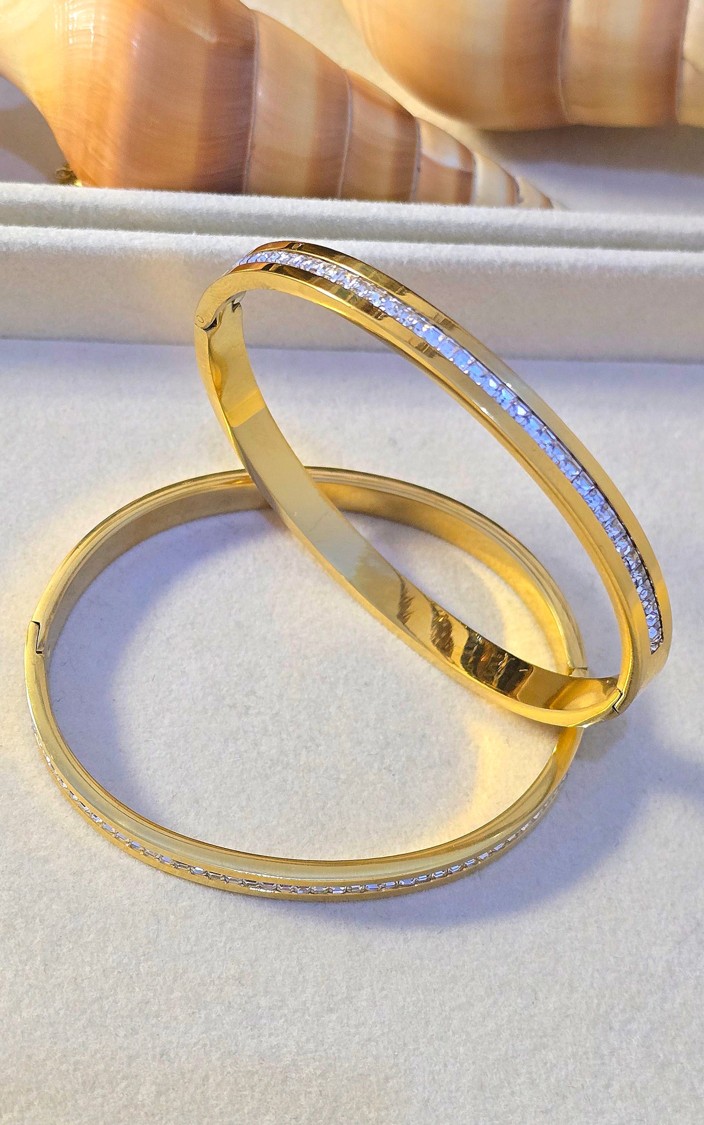 AMARA PAVE WHITE CRYSTAL BANGLE HANDCUFF
