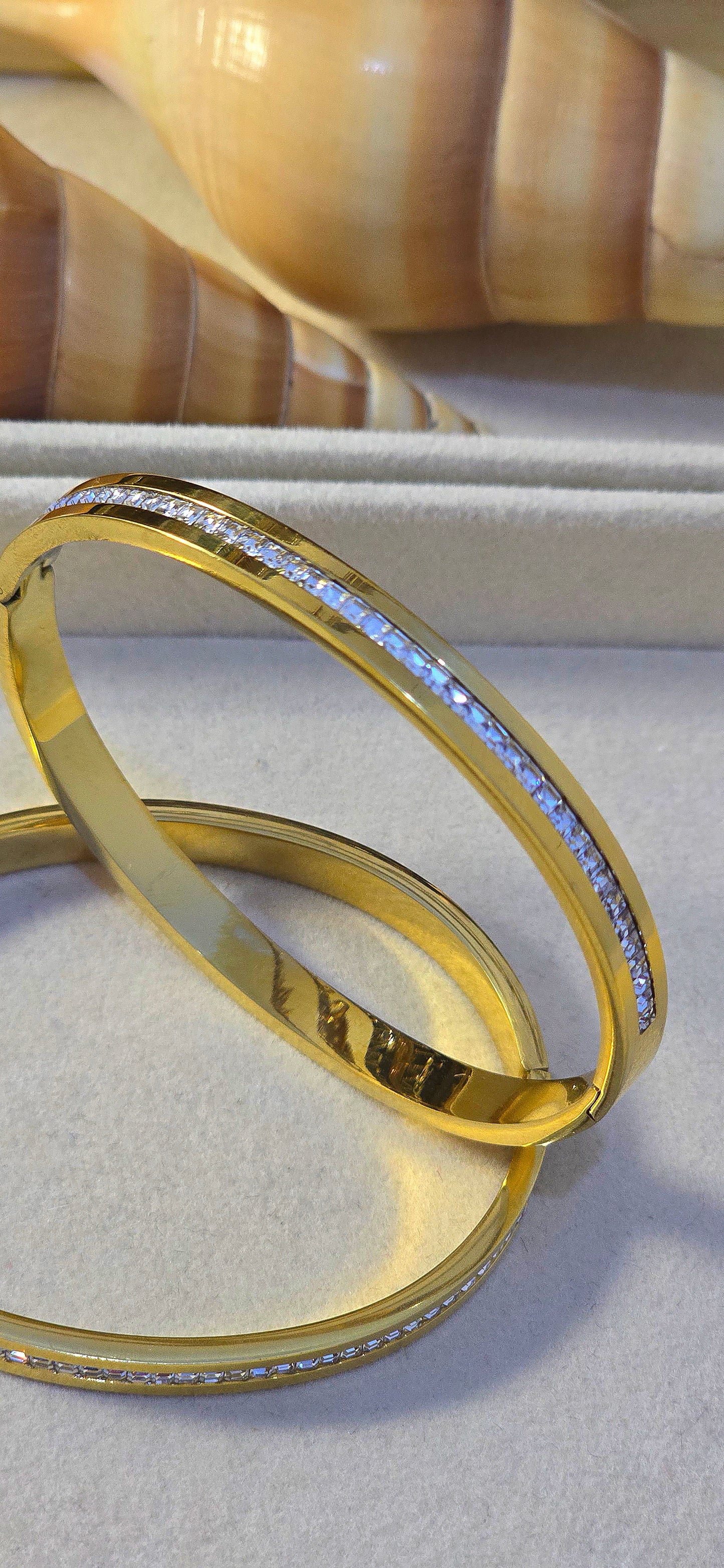 AMARA PAVE WHITE CRYSTAL BANGLE HANDCUFF