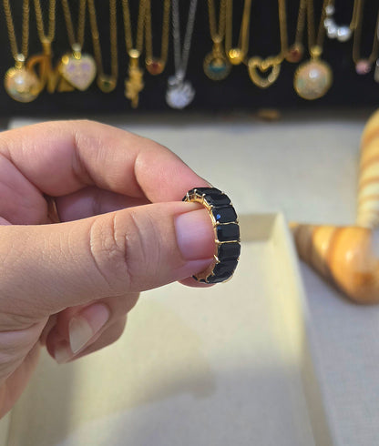 AURA MIDNIGHT WEAVE STONE RING