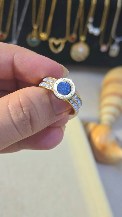 CARTIER STYLE RING WITH CRYSTAL ACCENTS