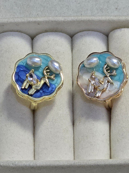 ENAMELLED DAINTY STAINLESS STEEL ADJUSTABLE RING