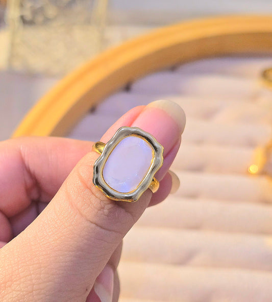 PEARLY INLAY STATEMENT ADJUSTABLE RING