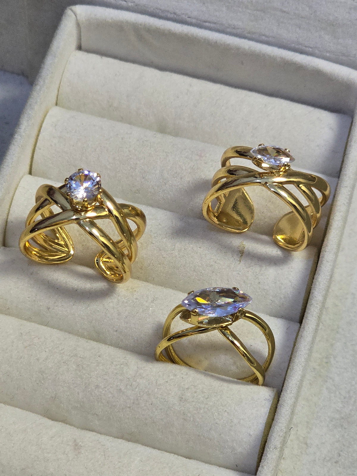 LUXE GOLD TEXTURED STAINLESS STEEL ADJUSTABLE RING