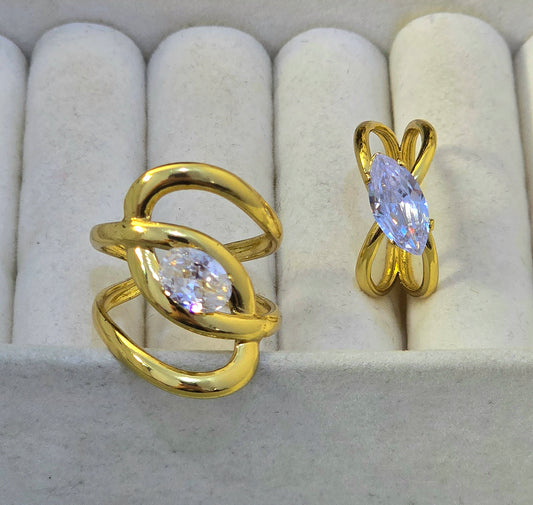 THE CROSSOVER CRYSTAL ADJUSTABLE RING