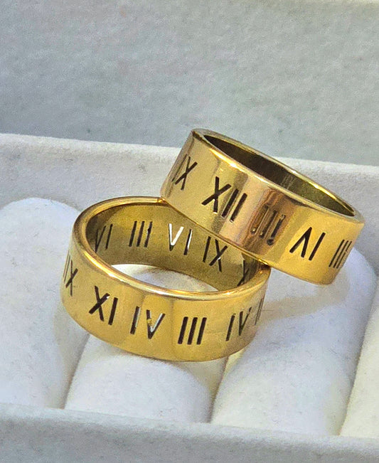 NUMERAL 18K GOLD PLATED BAND RING