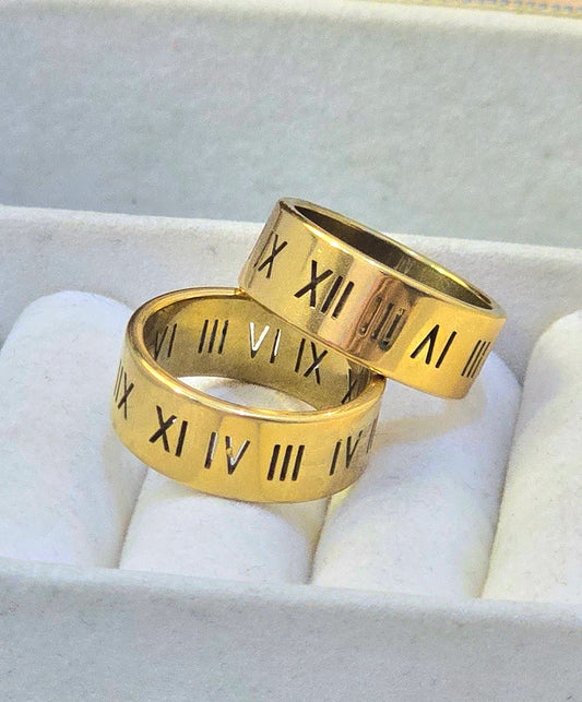 NUMERAL 18K GOLD PLATED BAND RING