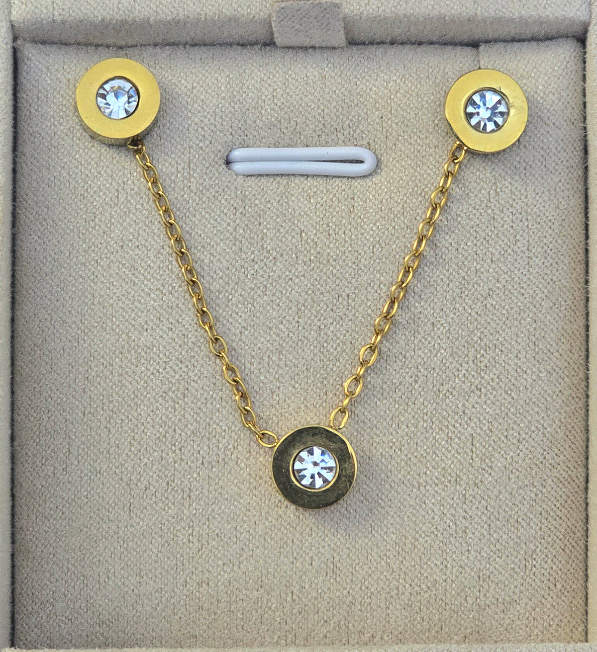THE AURELIA DESIGNER STYLE ZIRCOON CENTRED NECKLACE AND STUDS 316L STAINLESS STEEL