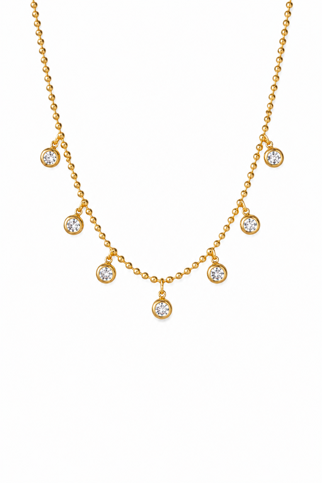 LUXE GOLD BEZEL ZIRCOON DROP NECKLACE