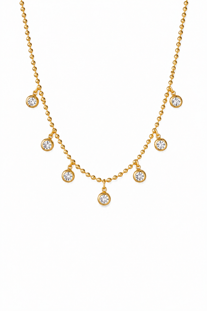 LUXE GOLD BEZEL ZIRCOON DROP NECKLACE