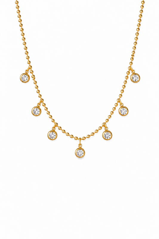LUXE GOLD BEZEL ZIRCOON DROP NECKLACE