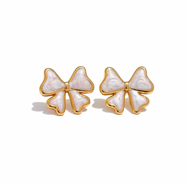 AMIRA ENAMEL BOW STUDS