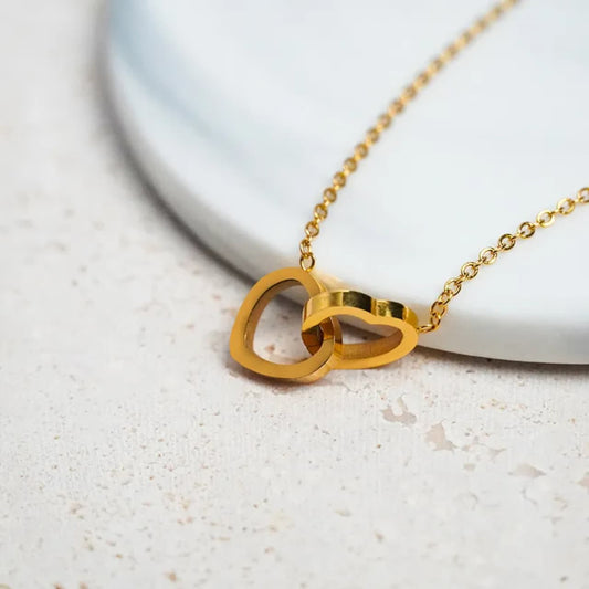 Stainless Steel Interlock Heart Necklace – Waterproof