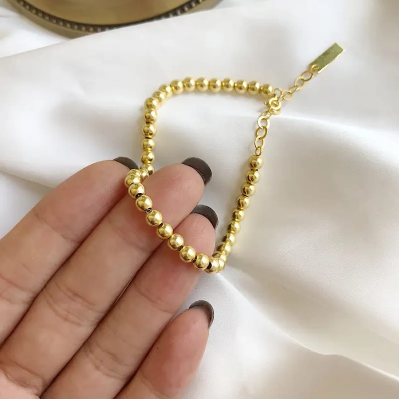 Gold Ball Bead Bracelet – Stainless Steel, Waterproof & Tarnish Free