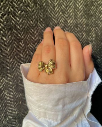 Vintage Textured Bow Ring | Tarnish-Free Gold-Tone Stainless Steel