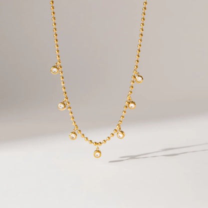 LUXE GOLD BEZEL ZIRCOON DROP NECKLACE