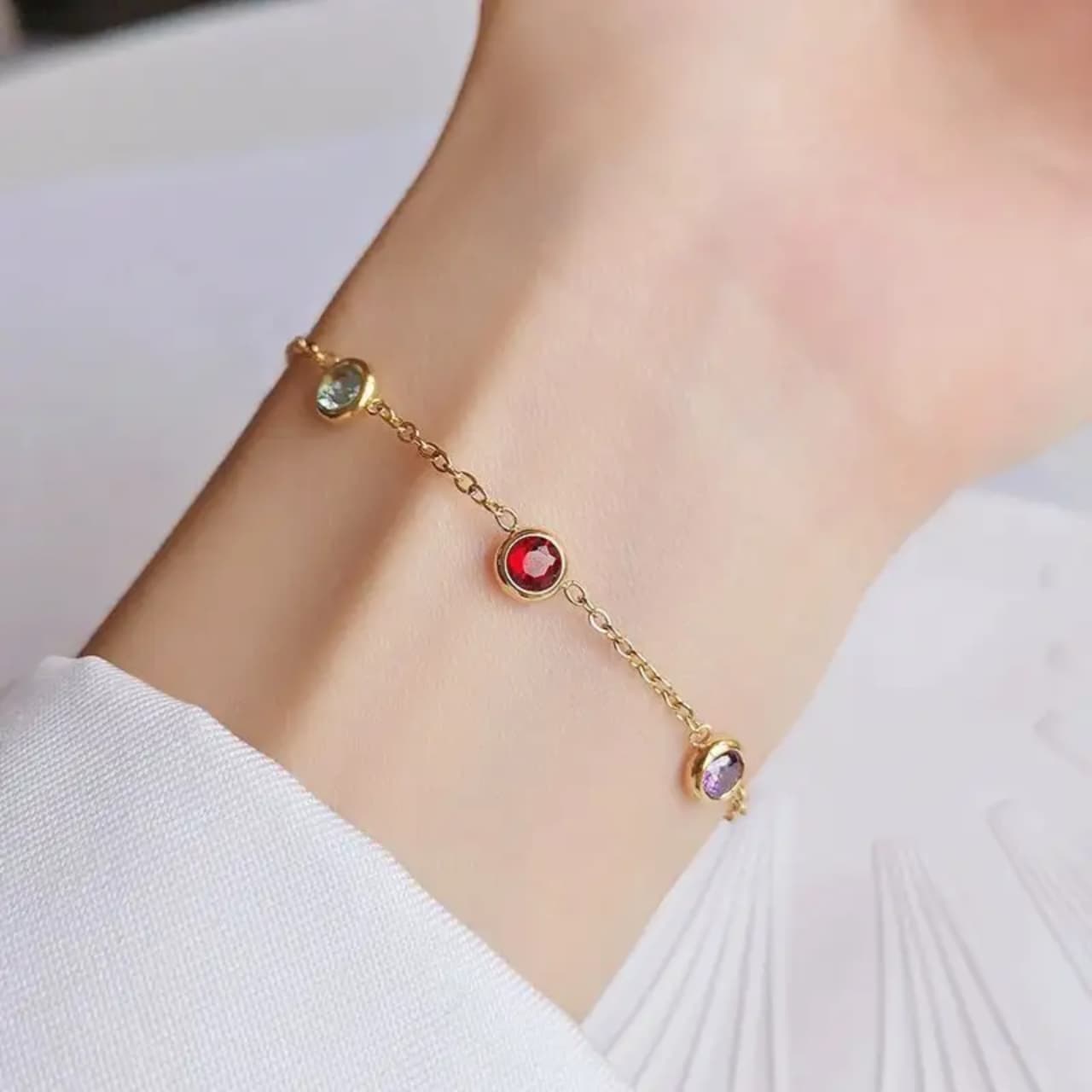 Multi Mini stones intricate bracelet  | Tarnish-Free Gold-Tone Stainless Steel