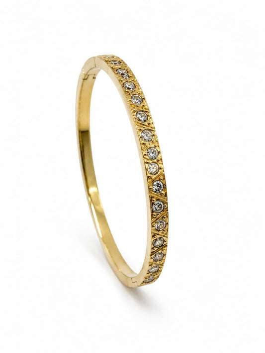 LUXE 18K GOLDPLATED STONE EMBELLISHED LINK HANDCUFF