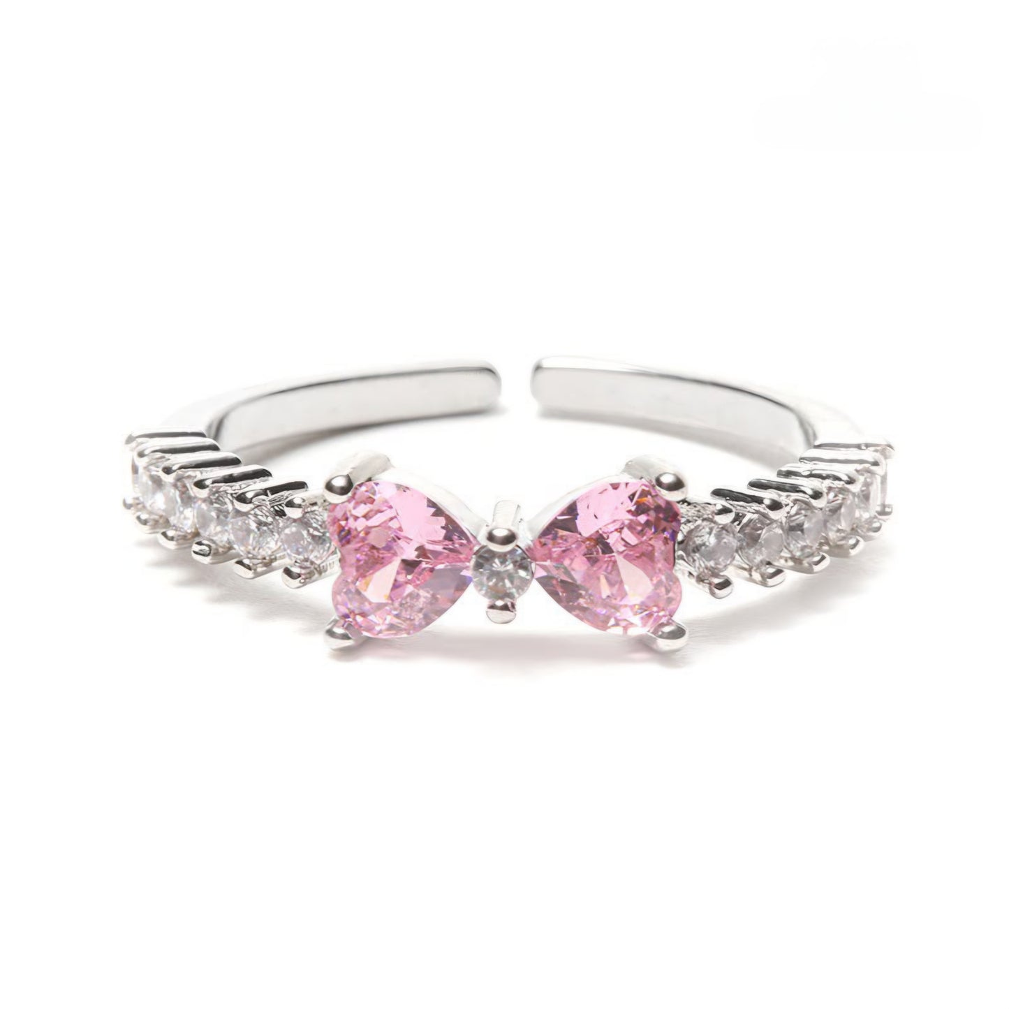 Zircoon Embellished Ring with Pink Bow