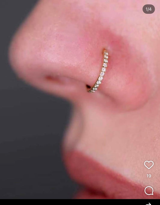zircoon nose ring in stainless Steel 7mm
