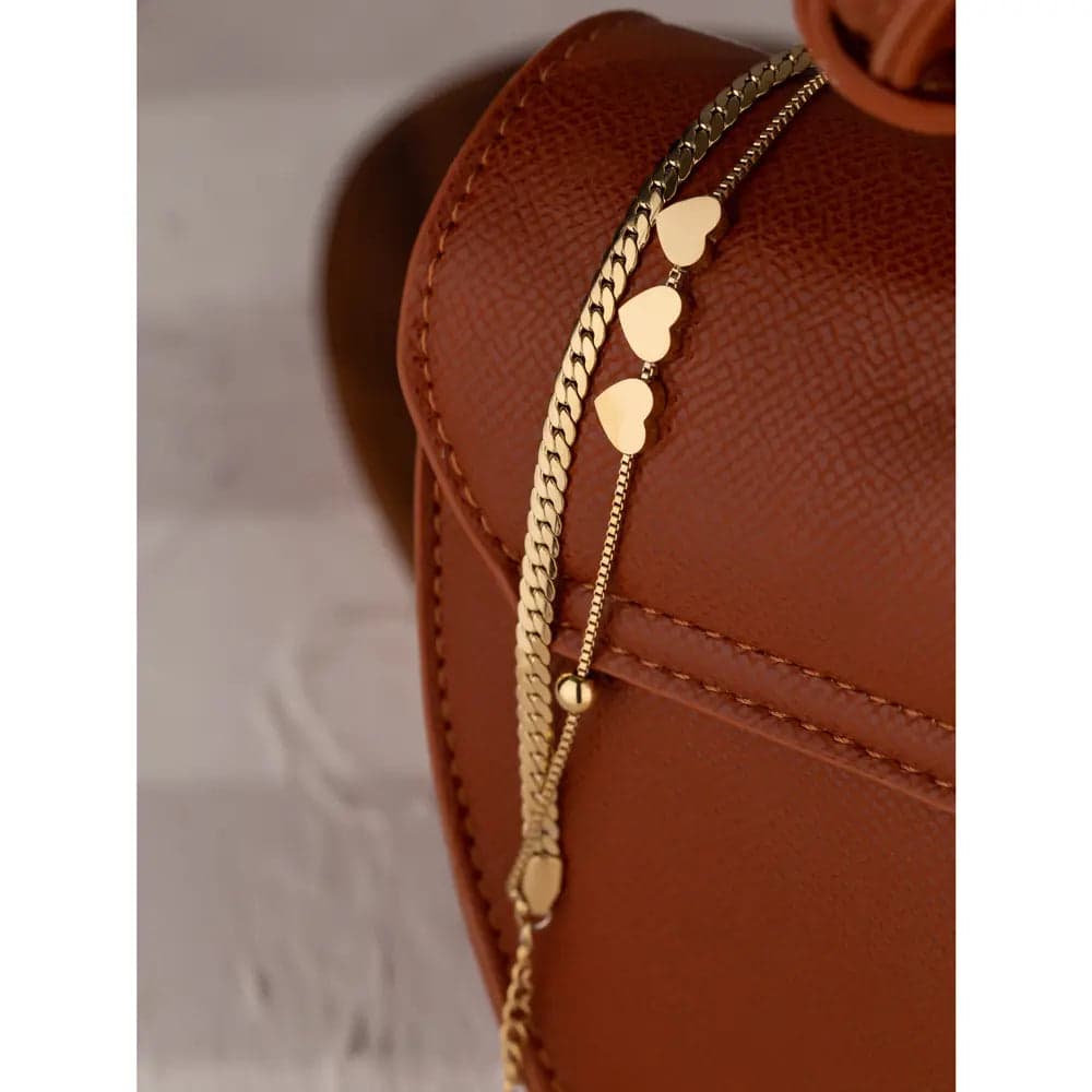 TRIPLE HEART CHARMS BRACELET
