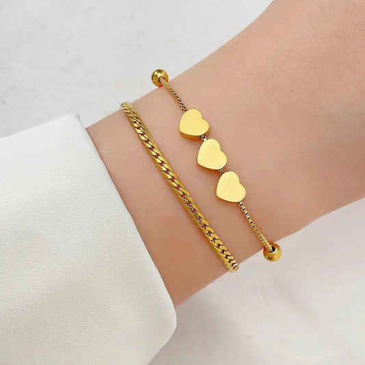 TRIPLE HEART CHARMS BRACELET