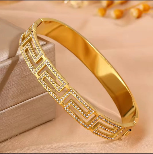 Greek Key Pave Bangle.