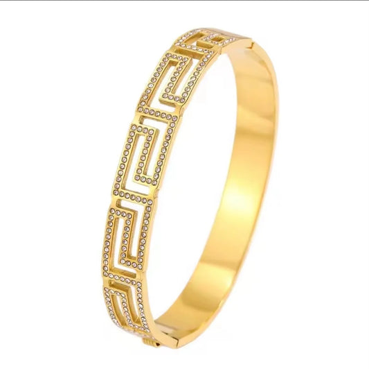 Greek Key Pave Bangle.