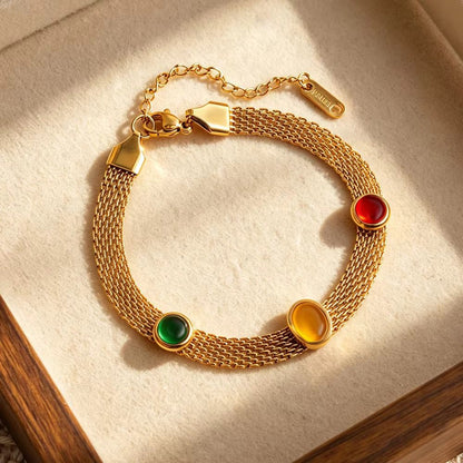 GOLDEN MESH GEMSTONE BRACELET 316L STAINLESS STEEL