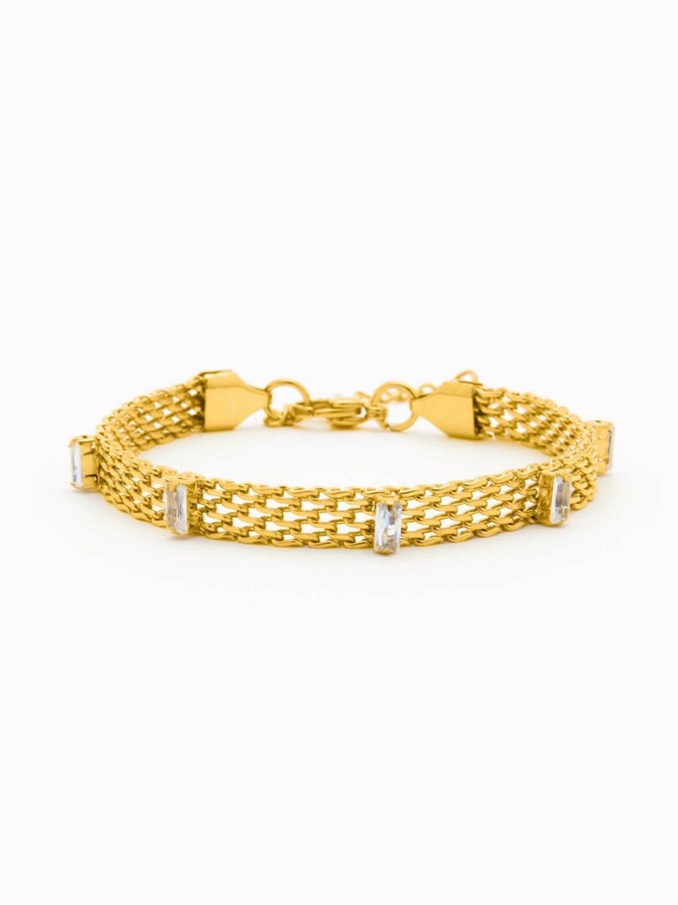 AURA GOLDEN ZIRCOON MESH LINK BRACELET