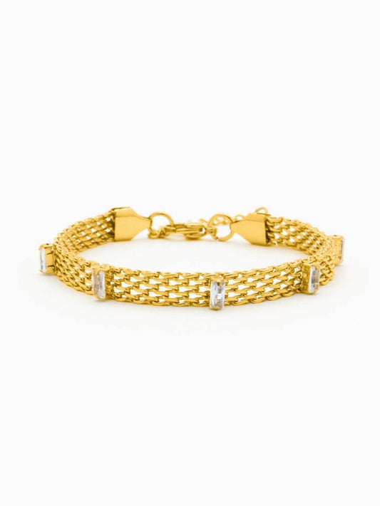 AURA GOLDEN ZIRCOON MESH LINK BRACELET