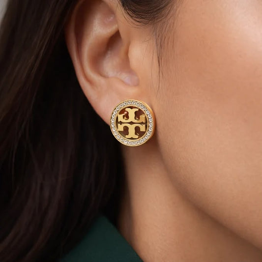 DESIGNER STYLE MEDALLION EAR STUDS 316L STAINLESS STEEL